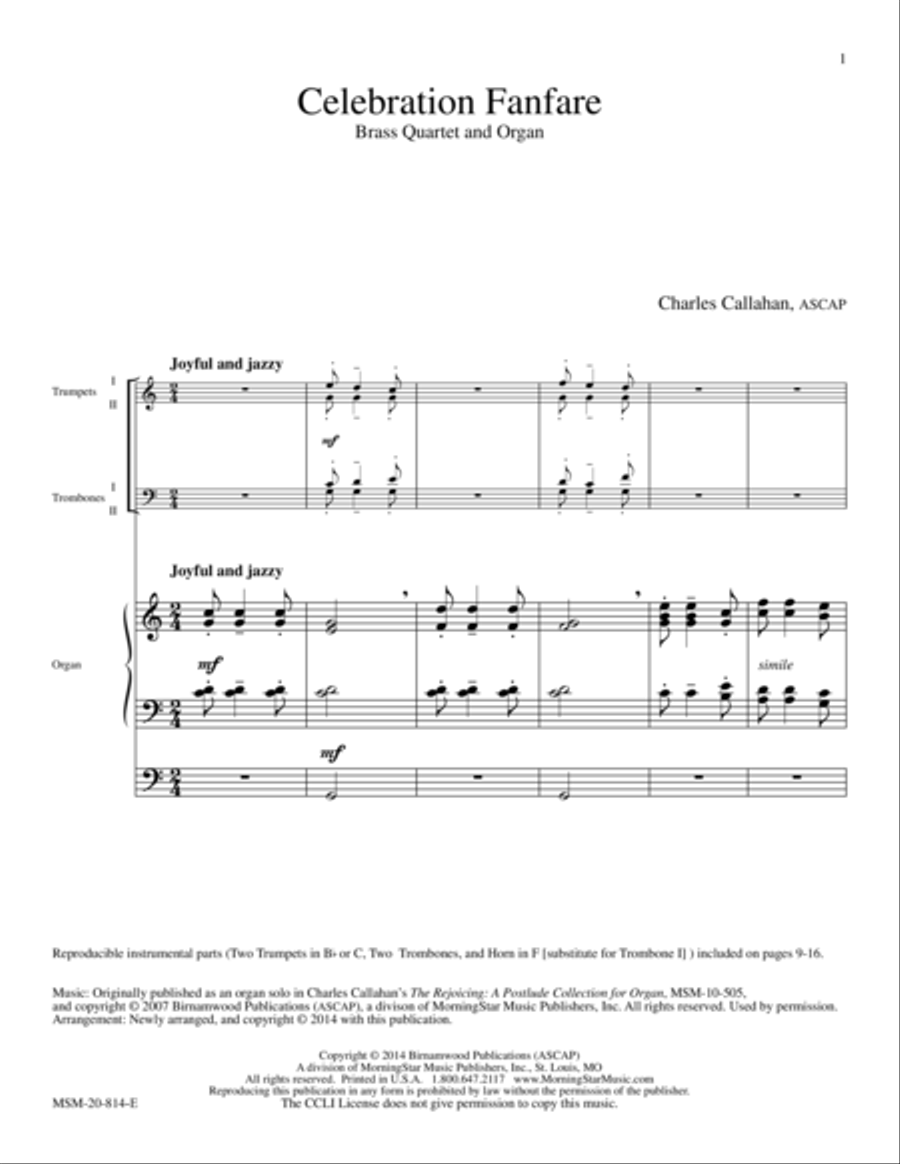 Celebration Fanfare Organ scores gallery preview page 1