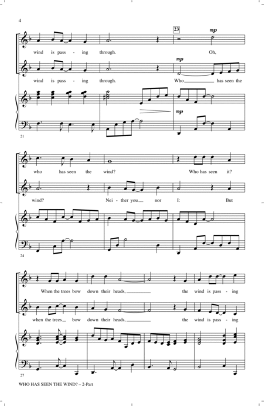 Who Has Seen The Wind? Who Has Seen The Wind? 2-Part scores gallery preview page 3