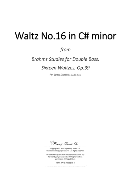 Brahms Waltz No.16 in C# minor (Double Bass) image number null