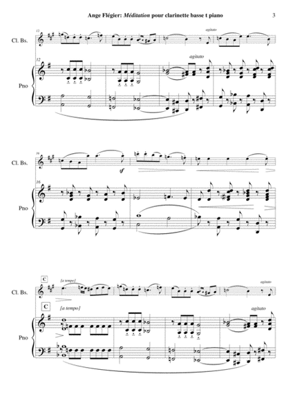 Ange Flégier: Méditation for bass clarinet and piano