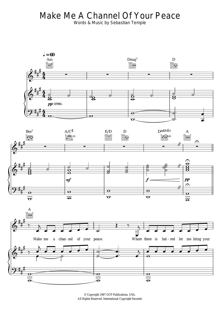 Make Me A Channel Of Your Peace (Prayer Of St. Francis) Piano, Vocal scores gallery preview page 1