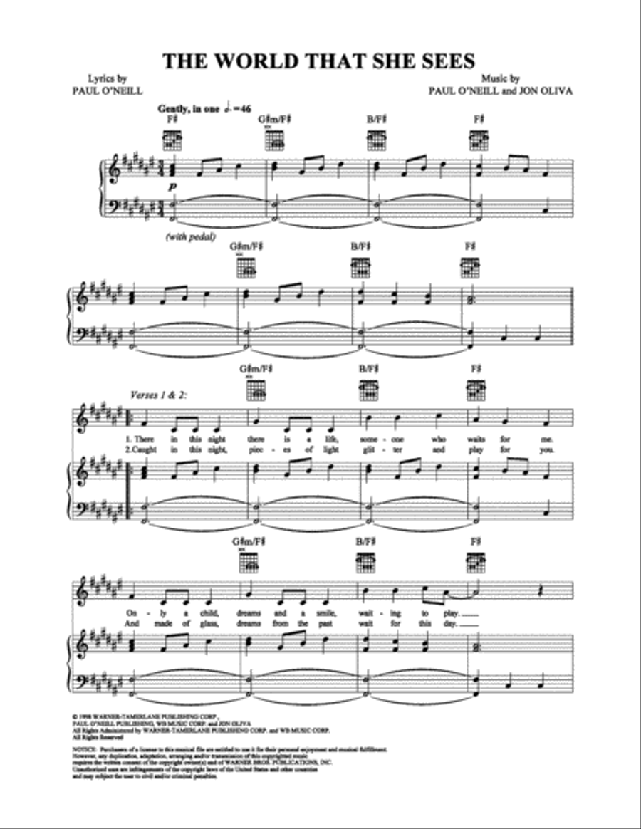 The World That She Sees The World That She Sees Piano, Vocal, Guitar scores gallery preview page 1