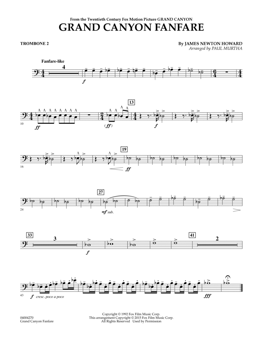 Grand Canyon Fanfare - Trombone 2 Trombone scores gallery preview page 1
