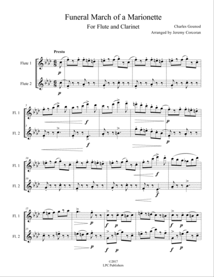 Funeral March of a Marionette for Two Flutes Flute Duet scores gallery preview page 2
