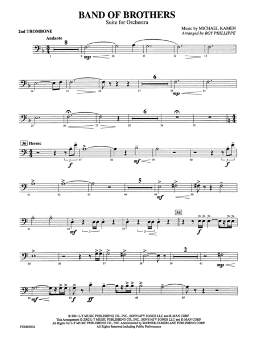 Band of Brothers: 2nd Trombone Full Orchestra scores gallery preview page 1