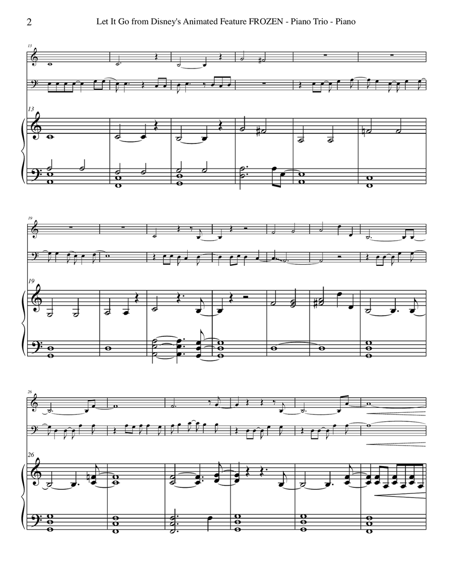 Let It Go (from Frozen) Piano Trio scores gallery preview page 2