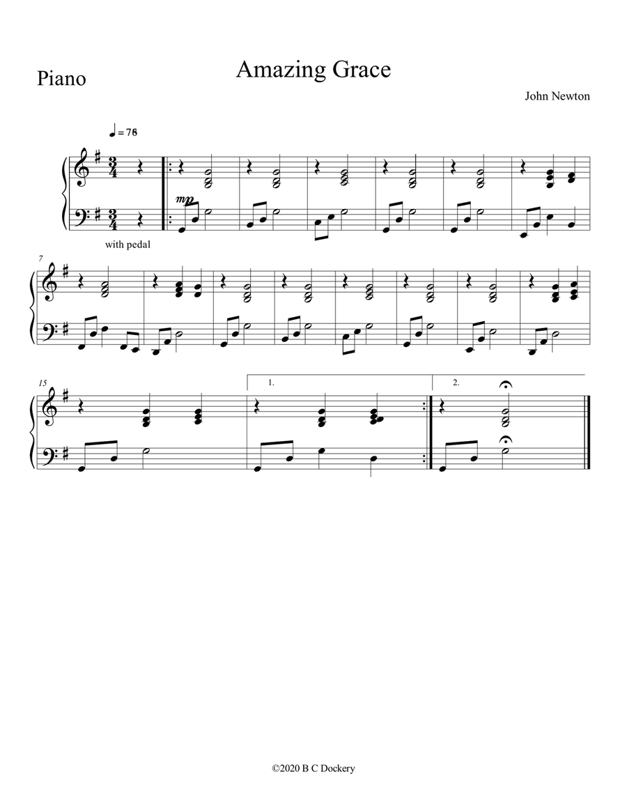 Amazing Grace (violin duet with optional piano accompaniment) String Duet scores gallery preview page 3