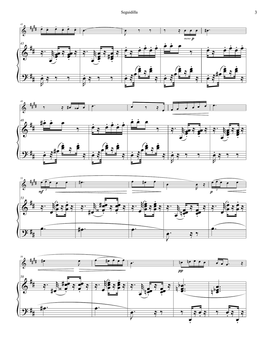 Bizet: Seguidilla from Carmen for Clarinet and Piano Clarinet Solo scores gallery preview page 3