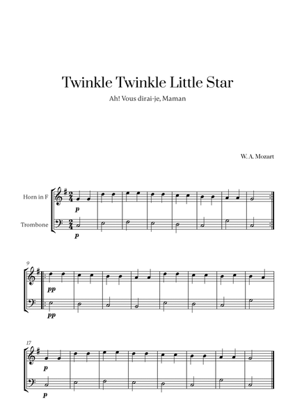 W. A. Mozart - Twinkle Twinkle Little Star for French Horn and Trombone image number null