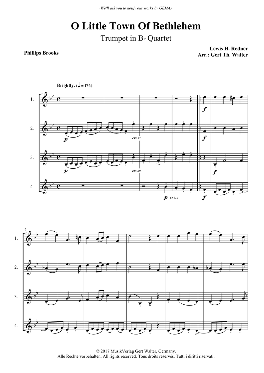 O Little Town Of Bethlehem Trumpet Solo scores gallery preview page 1