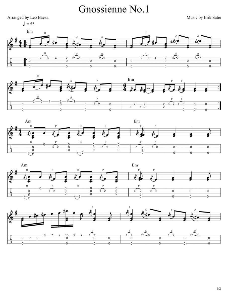 Gnossienne No. 1 Ukulele scores gallery preview page 1