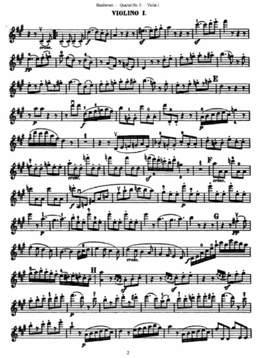 L. v. Beethoven - Quartet No. 5 in A Major Op. 18, No 5 Violin 1