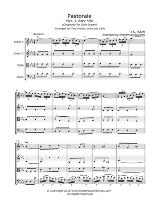 Book cover for Bach, J.S. - Pastorale for String Quartet