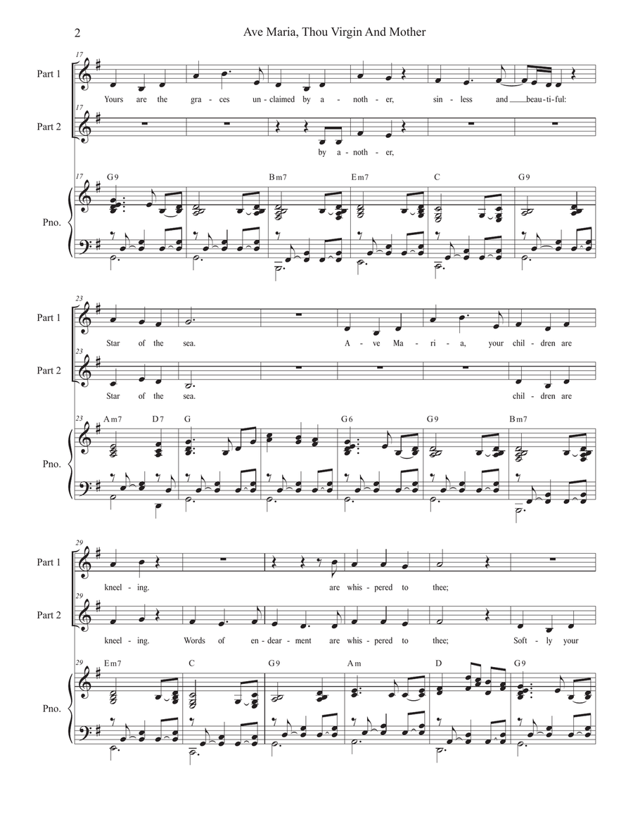 Ave Maria, Thou Virgin And Mother (2-part choir) 2-Part scores gallery preview page 2