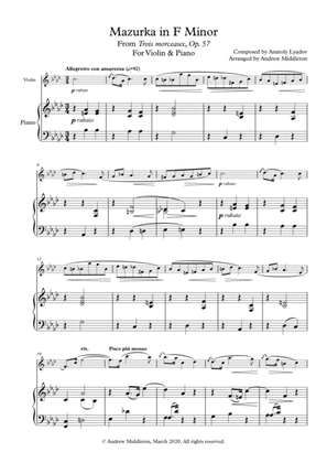 Book cover for Mazurka in F Minor Op. 57 arranged for Violin & Piano