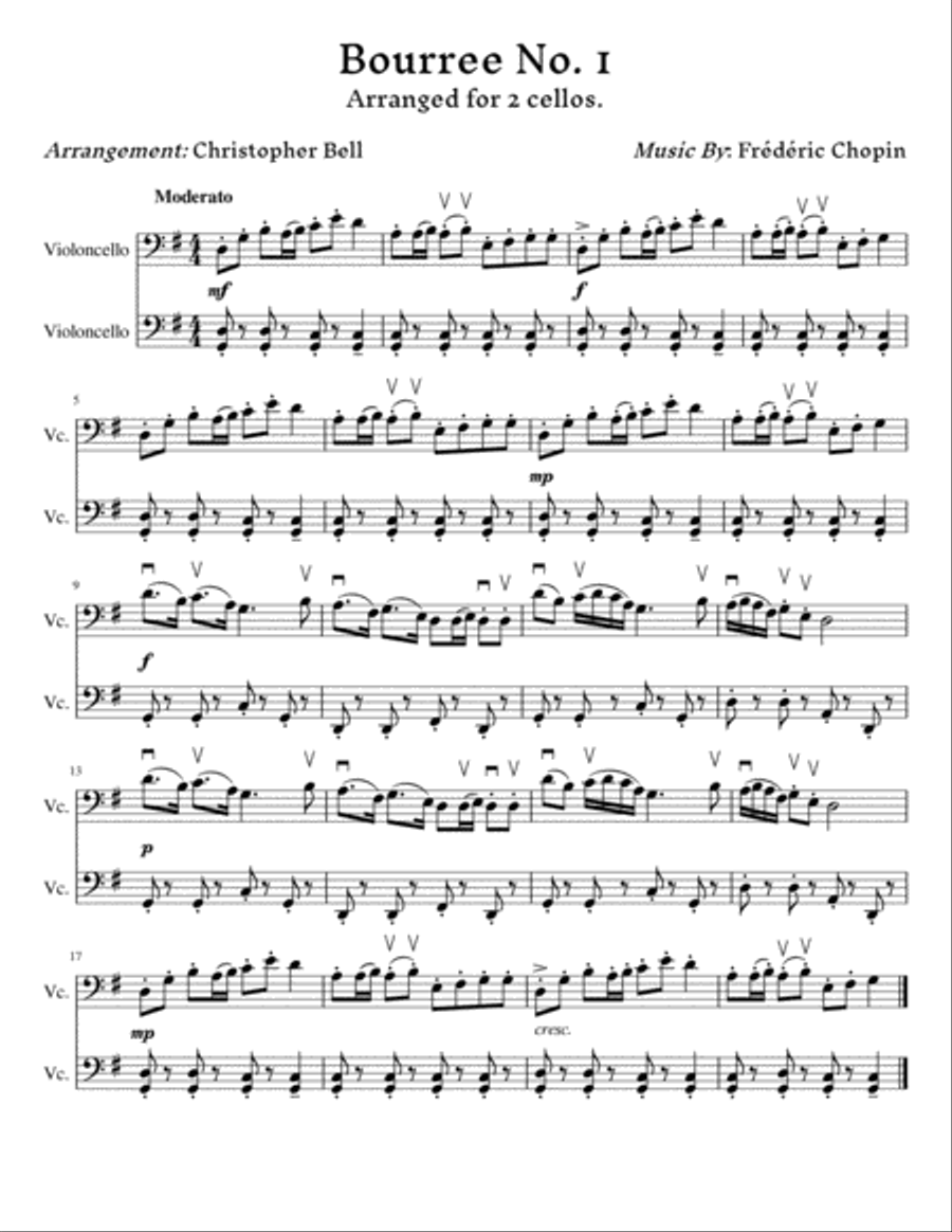 Chopin - Bourrée No.1 - Cello Duet String Duet scores gallery preview page 2