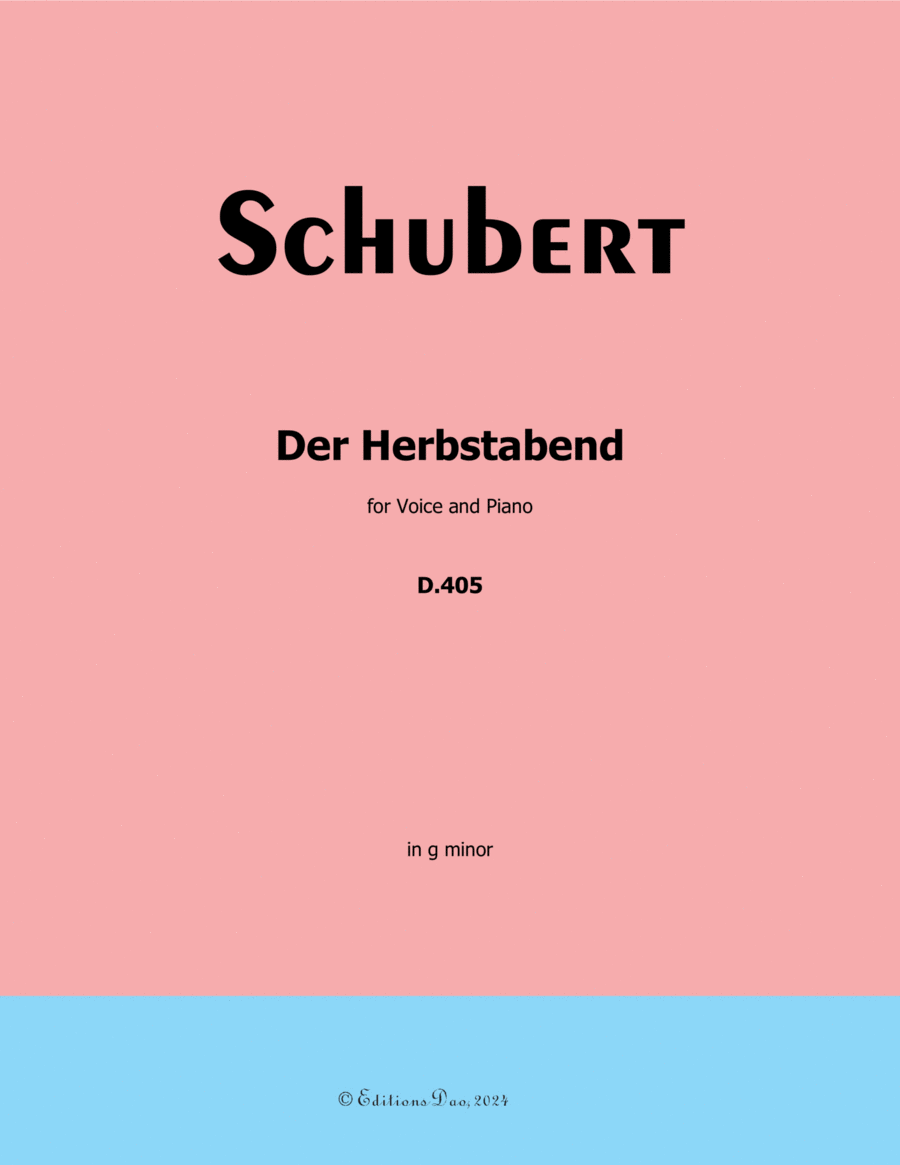 Der Herbstabend, by Schubert, D.405, in g minor Voice scores gallery preview page 1