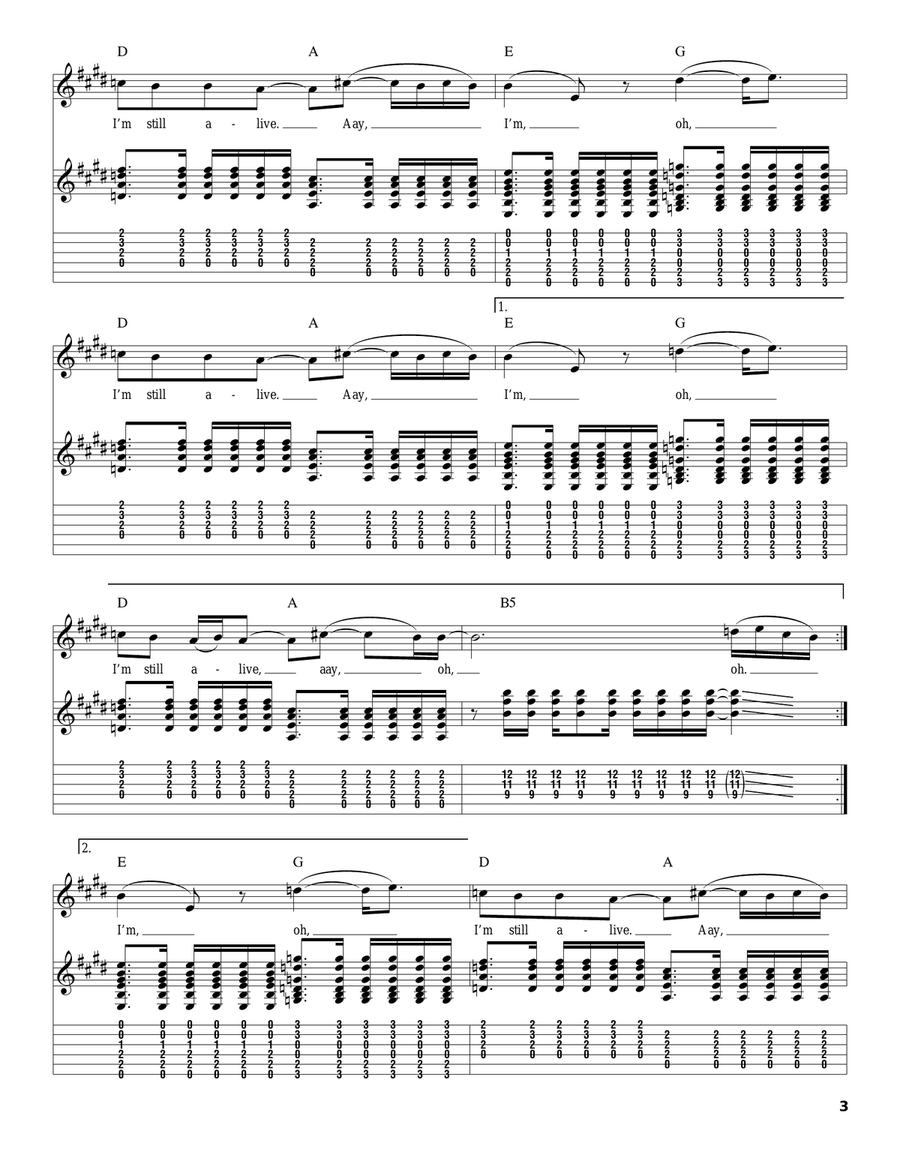 Alive Alive Acoustic Guitar scores gallery preview page 3