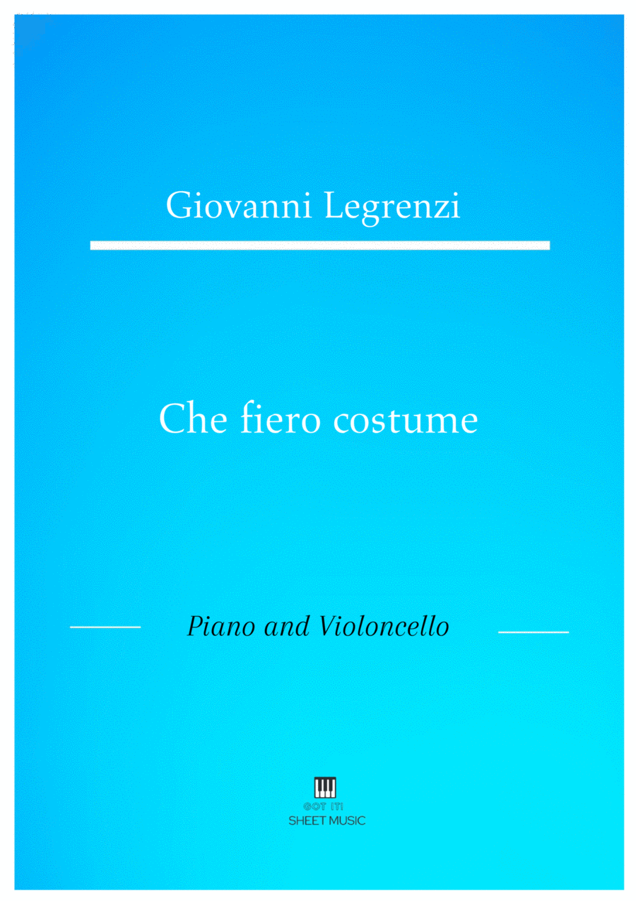 Legrenzi - Che fiero costume (Piano and Cello) Small Ensemble scores gallery preview page 1