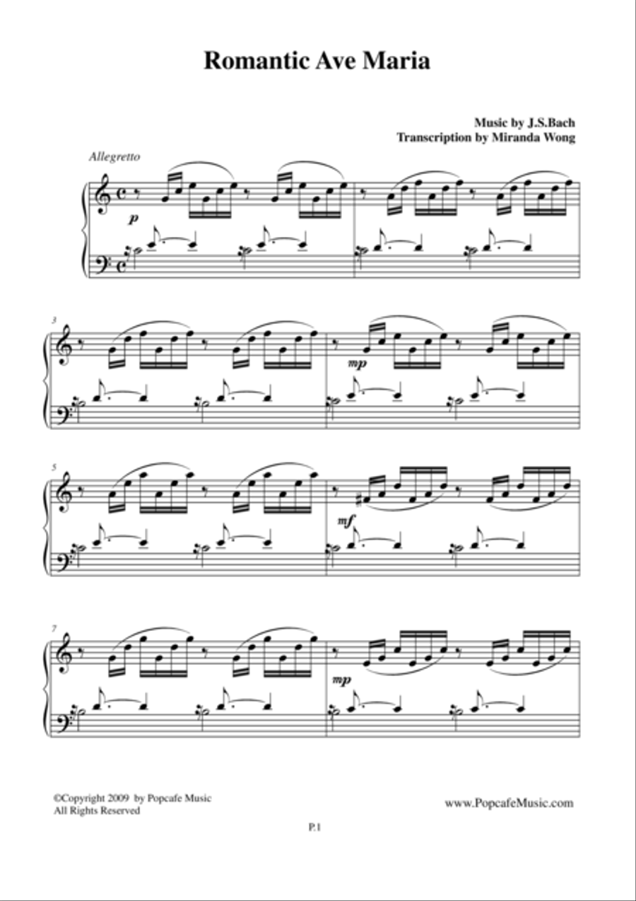 Romantic Ave Maria - Famous Piano Music No.7 4-Part scores gallery preview page 1