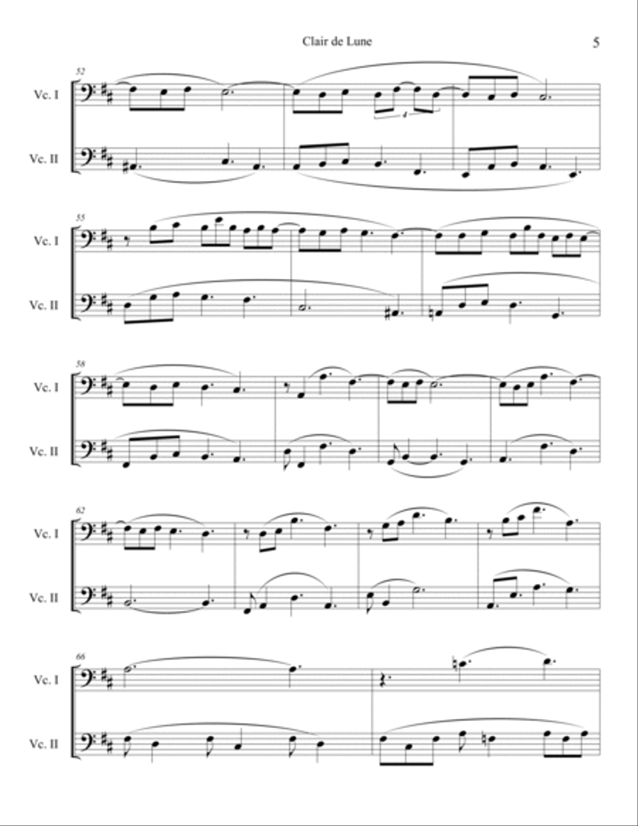 Clair de Lune (Cello Duet) String Duet scores gallery preview page 5