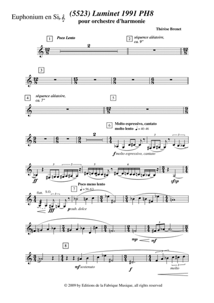 Thérèse Brenet: (5523) Luminet 1991 PH8 for concert band, Bb euphonium/baritone part, treble clef