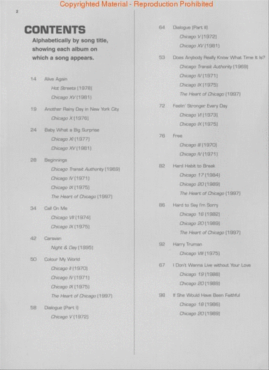Chicago – The Retrospective Collection Piano, Vocal, Guitar scores gallery preview page 2