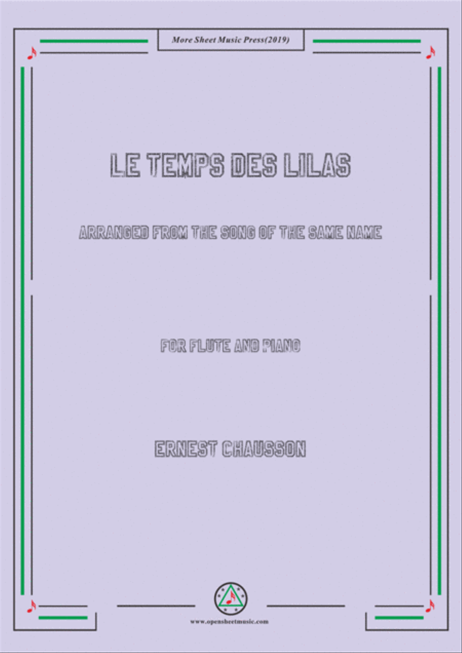 Chausson-Le temps des lilas, for Flute and Piano Flute Solo scores gallery preview page 1