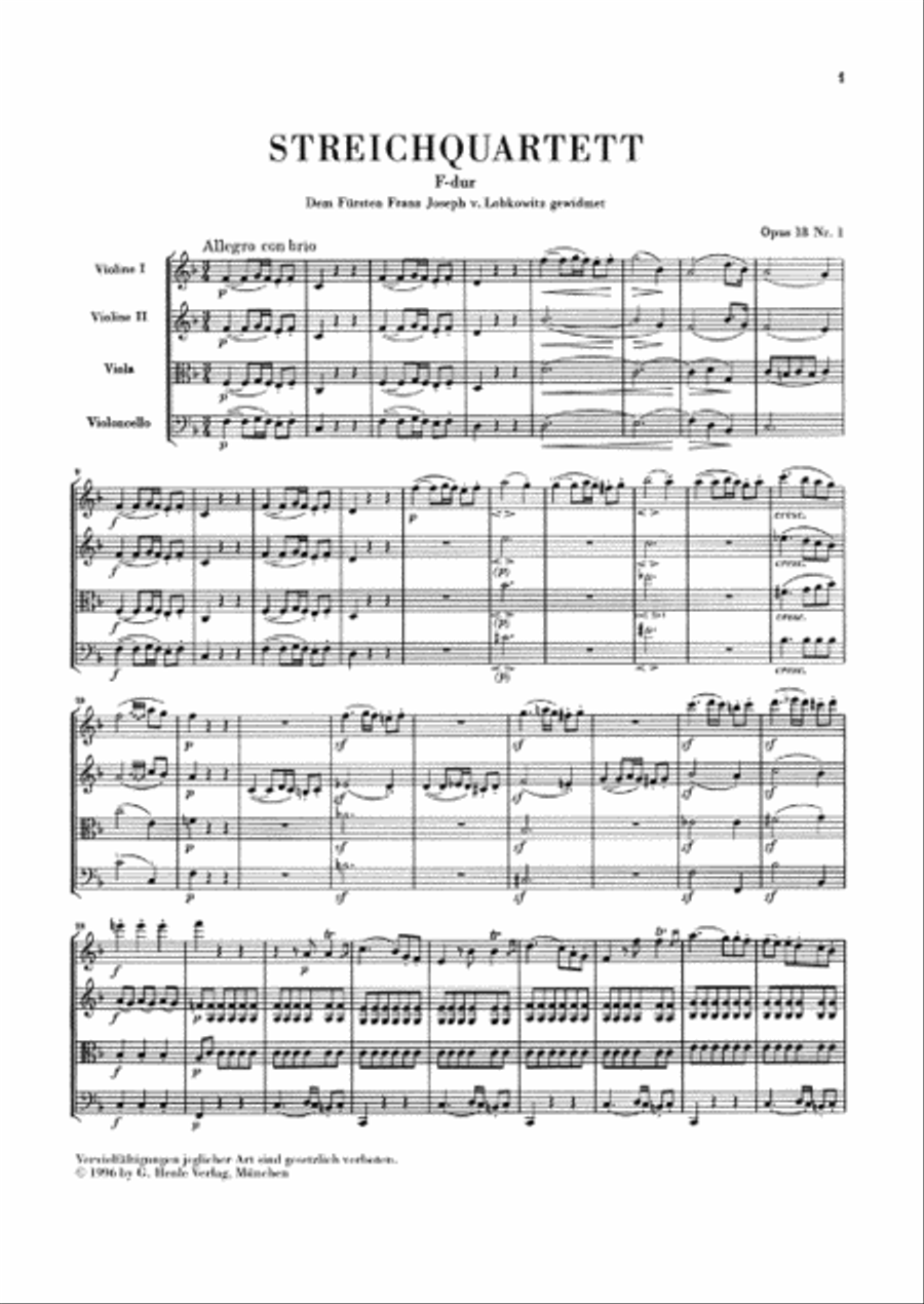 String Quartets and String Quartet-Version of the Piano Sonata op. 18/1-6 und op. 14/1 Cello scores gallery preview page 2