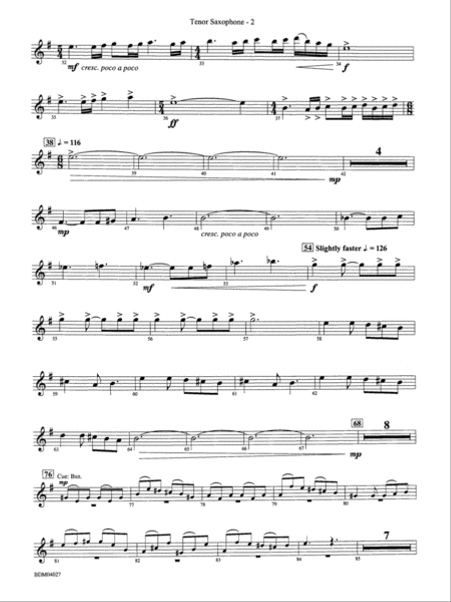Tir Na Nog (A Celtic Legend): B-flat Tenor Saxophone Concert Band scores gallery preview page 2