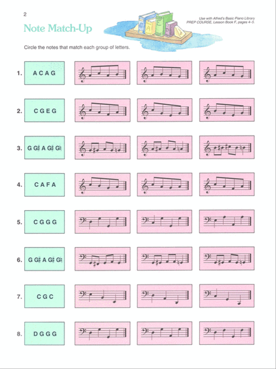 Alfred's Basic Piano Prep Course Notespeller, Book F Piano Method scores gallery preview page 2