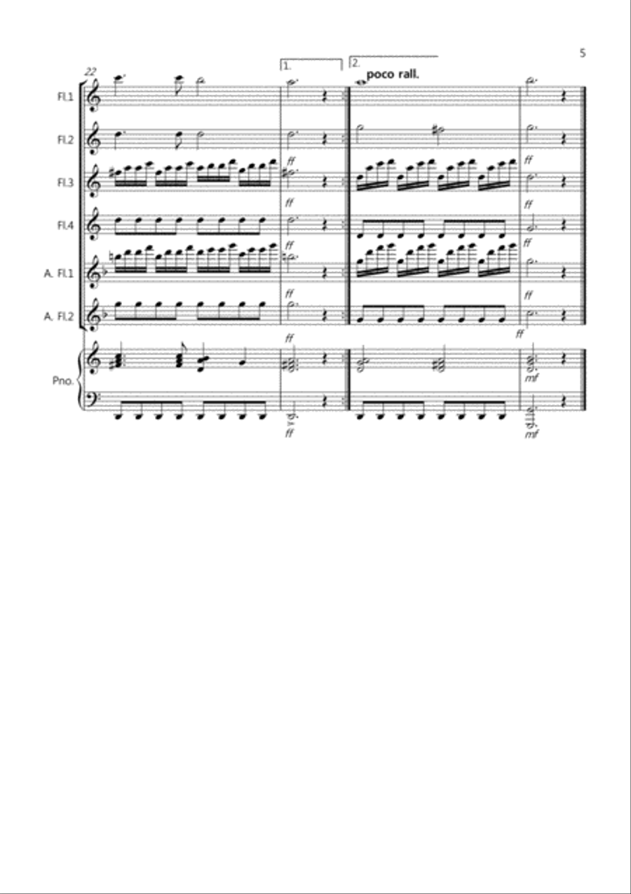 Zadok the Priest for Flute Quartet Flute Quartet scores gallery preview page 5