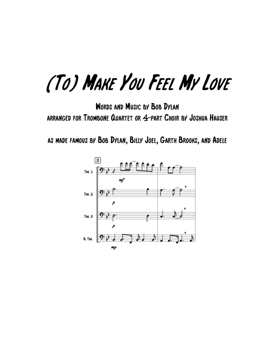 Make You Feel My Love Brass Quartet scores gallery preview page 1