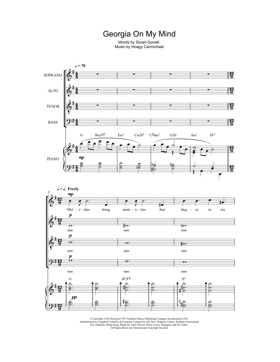 Georgia On My Mind Choir scores gallery preview page 1