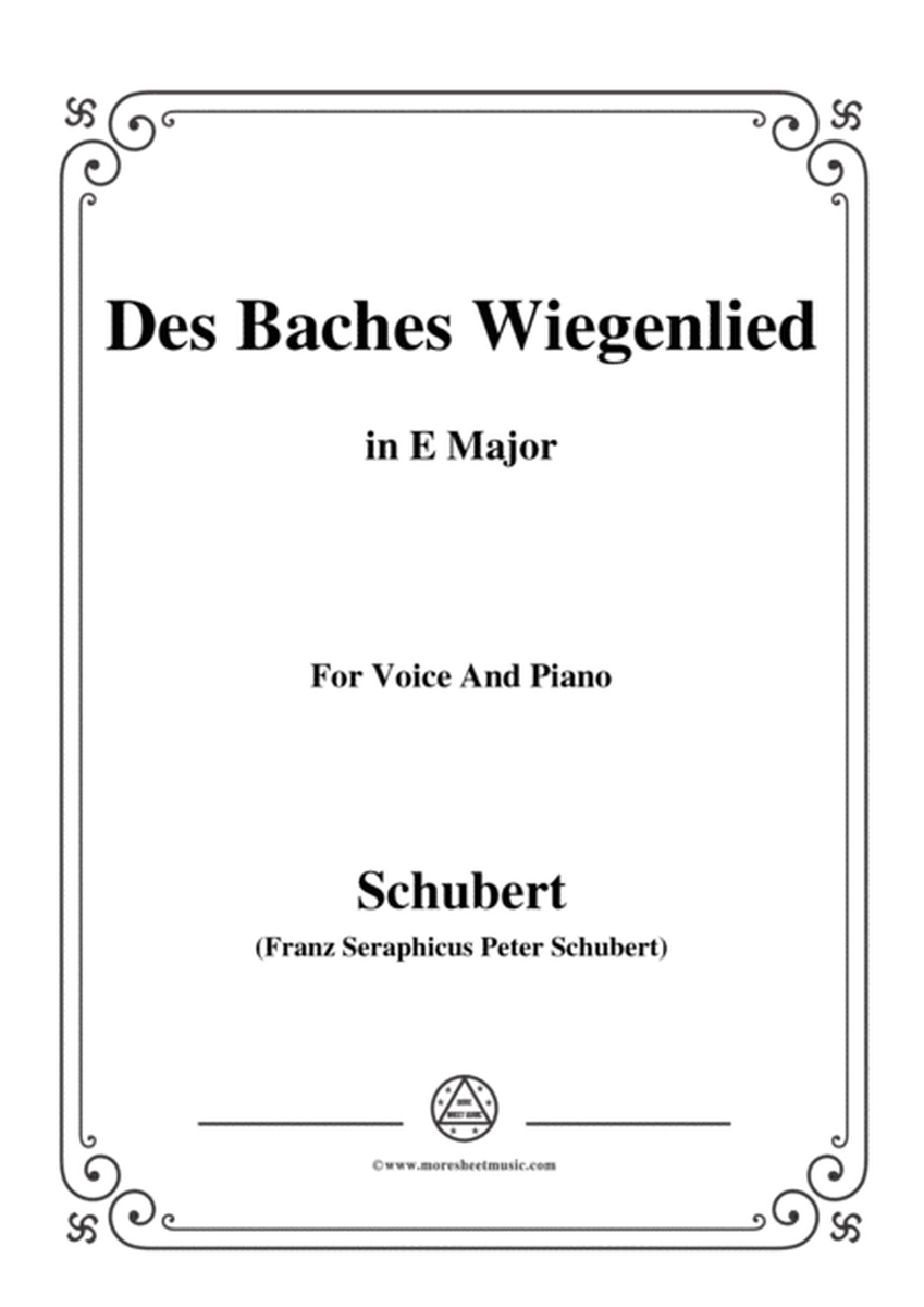 Schubert-Des Baches Wiegenlied,from 'Die Schöne Müllerin',Op.25 No.20,in E Major,for Voice&Piano image number null