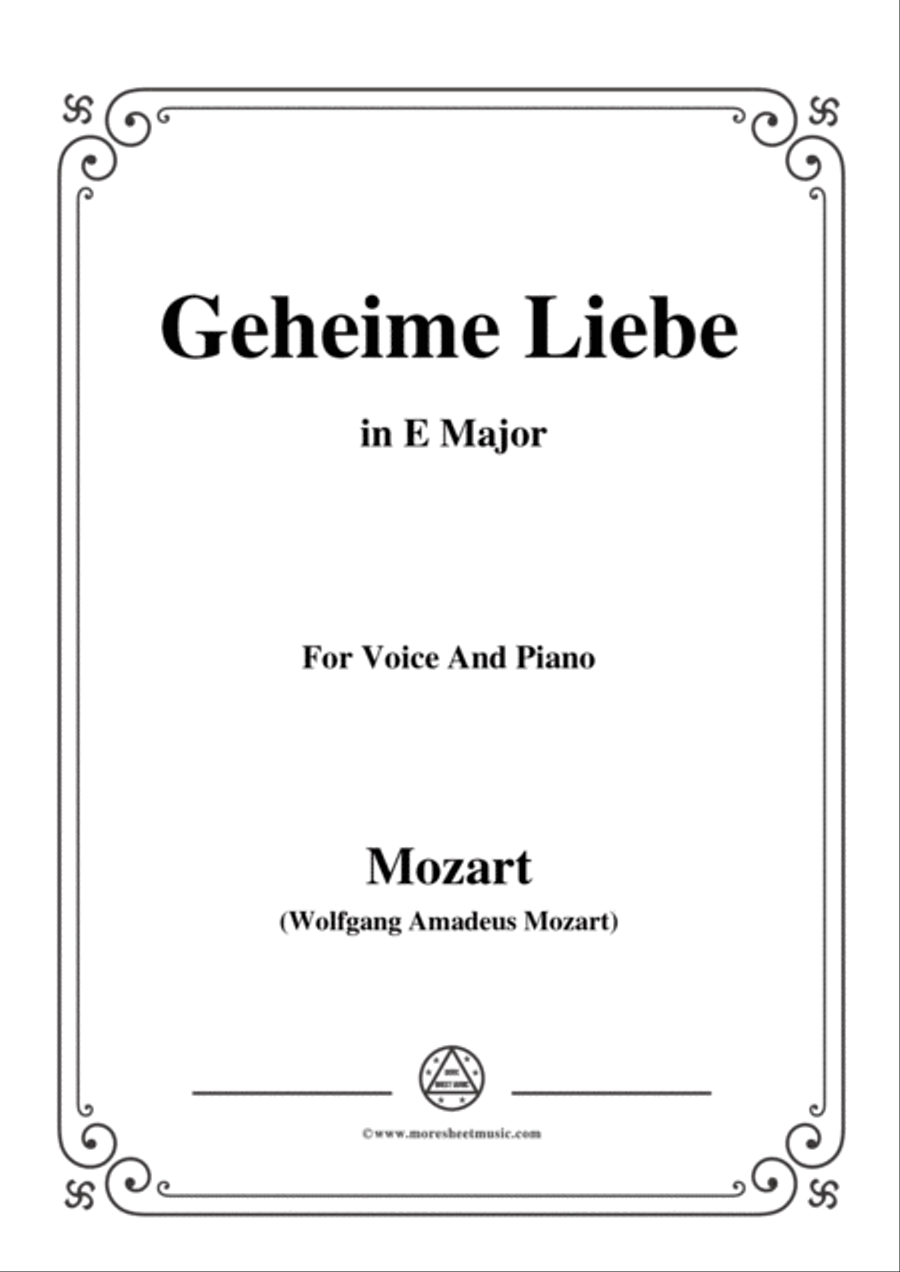 Mozart-Geheime Liebe,in E Major,for Voice and Piano Voice Solo scores gallery preview page 1