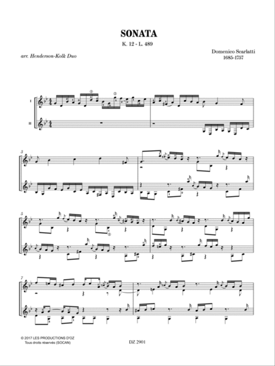 Sonata K. 12 / L. 489 Classical Guitar scores gallery preview page 3