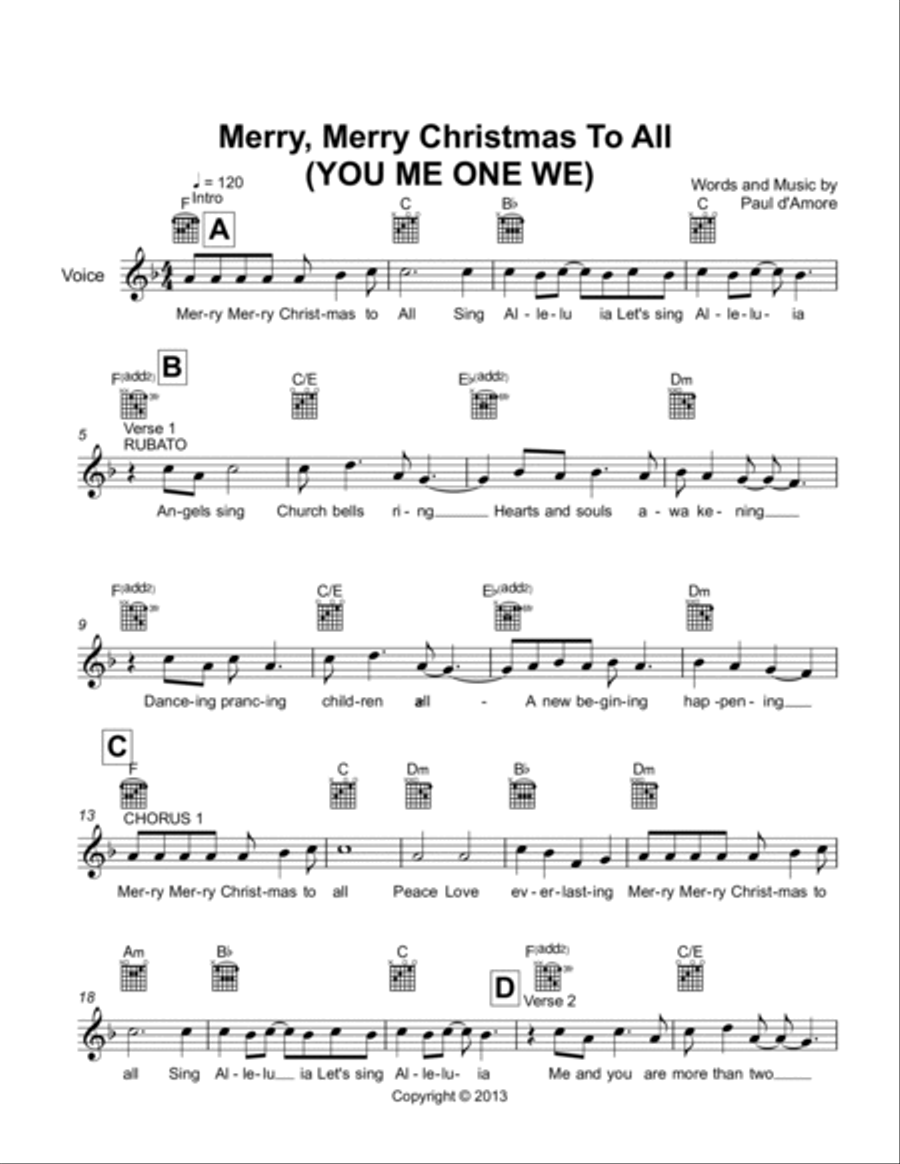 Merry, Merry Christmas To All(YOU ME ONE WE) Choir scores gallery preview page 3
