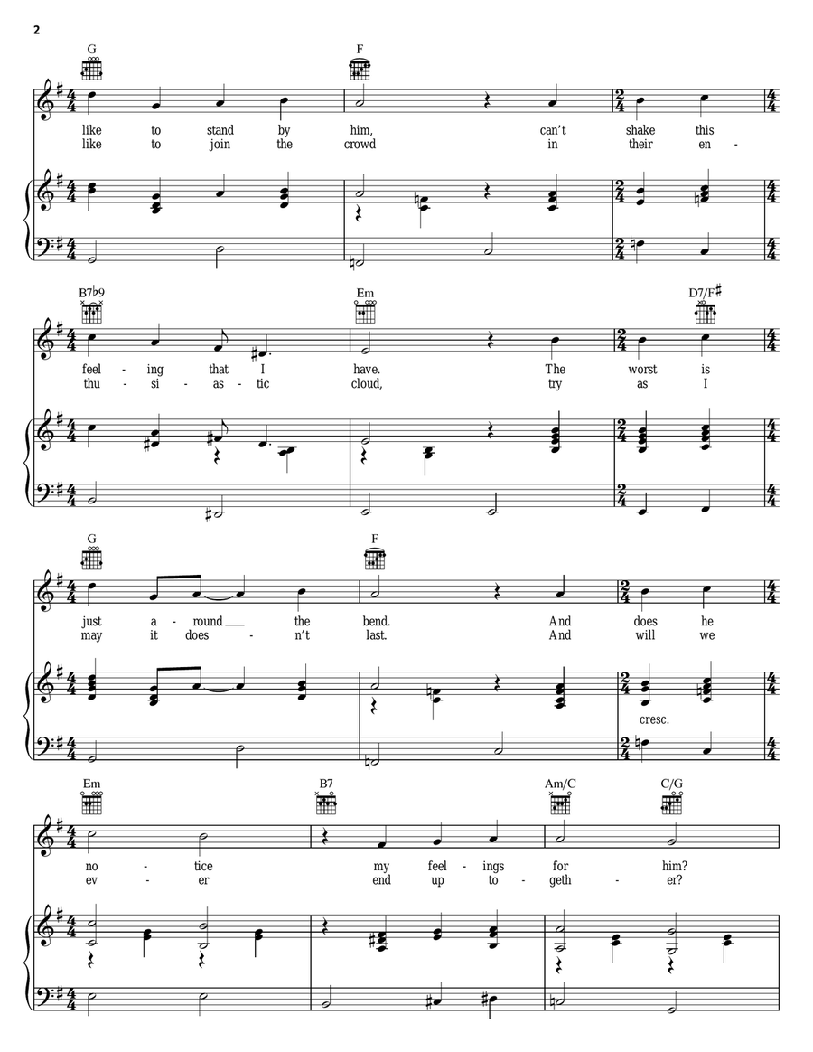 Sally's Song (from The Nightmare Before Christmas) Piano, Vocal, Guitar scores gallery preview page 2