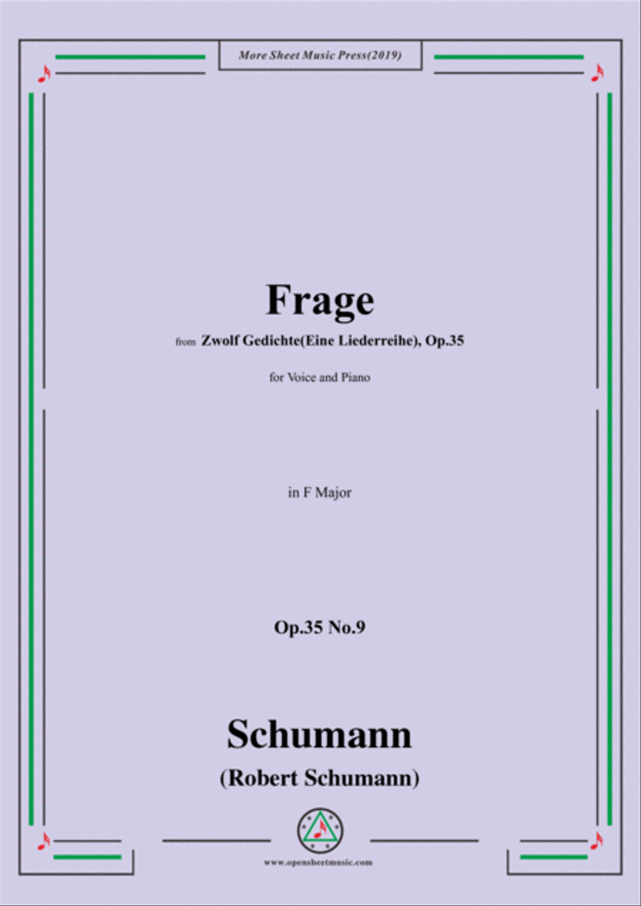 Schumann-Frage,Op.35 No.9 in F Major,for Voice&Piano Voice scores gallery preview page 1