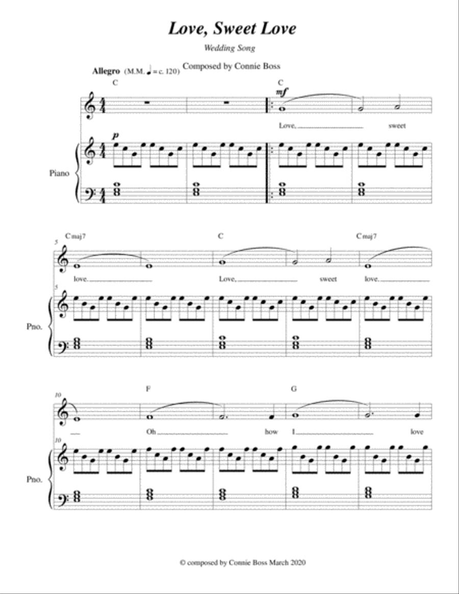 Love, Sweet Love - Wedding - solo and piano Piano, Vocal, Guitar scores gallery preview page 1