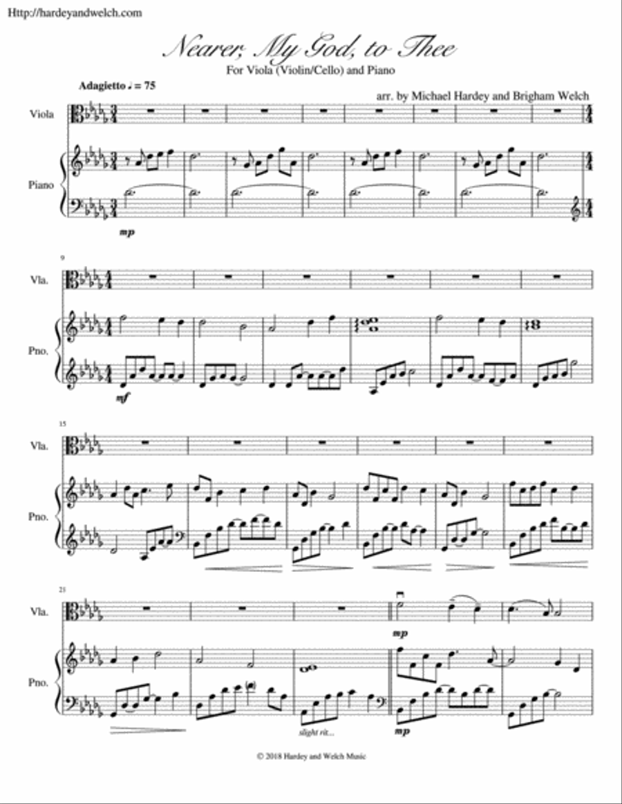 Nearer, My God, to Thee Piano Quartet scores gallery preview page 1