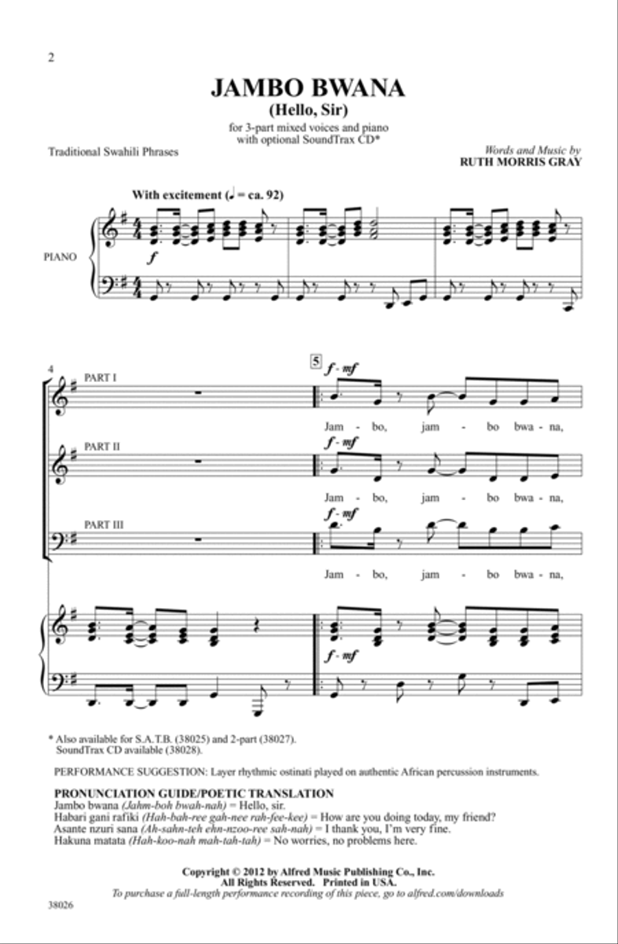 Jambo Bwana 3-Part scores gallery preview page 1