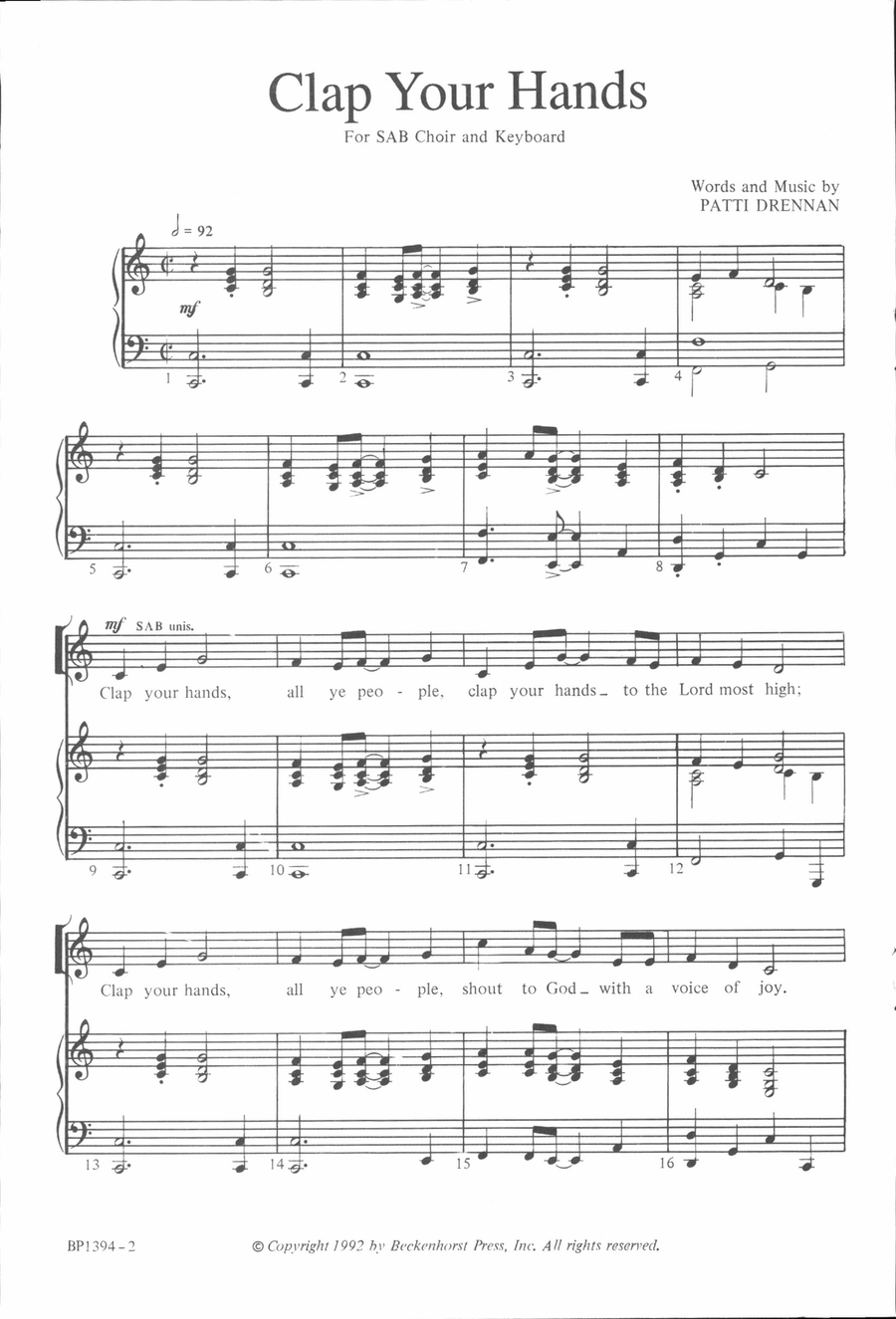 Clap Your Hands 3-Part scores gallery preview page 2
