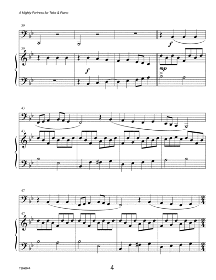 A MIGHTY FORTRESS - TUBA SOLO with Piano Accompaniment Piano scores gallery preview page 4