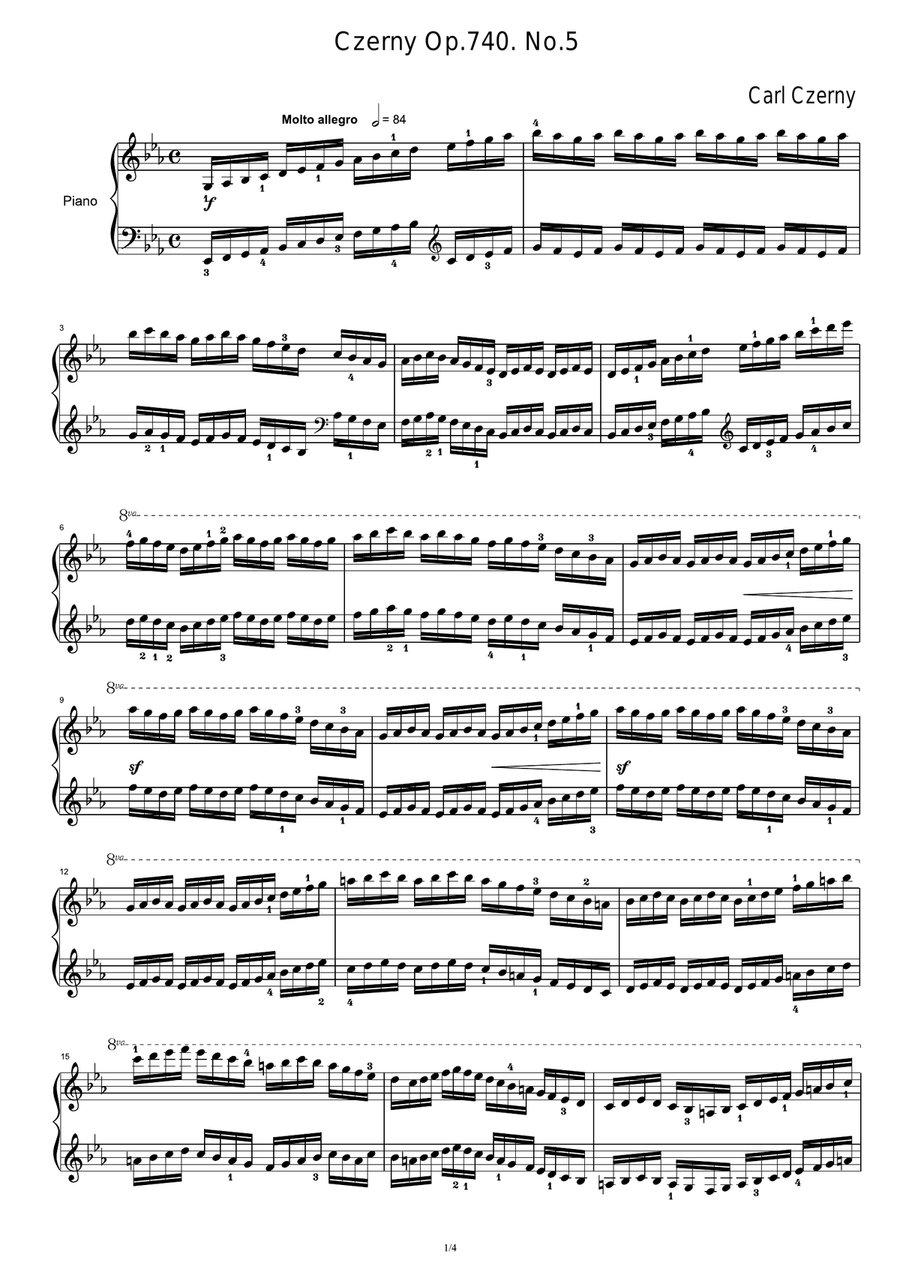 Czerny Op.740. No.5 Piano Solo scores gallery preview page 1