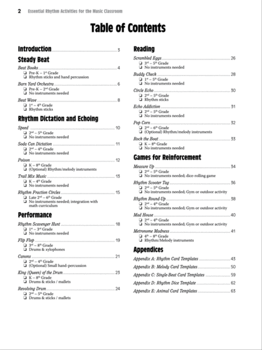 Essential Rhythm Activities for the Music Classroom Activity Books scores gallery preview page 2