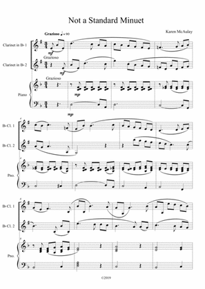 Not a Standard Minuet: for 2 clarinets and piano - score