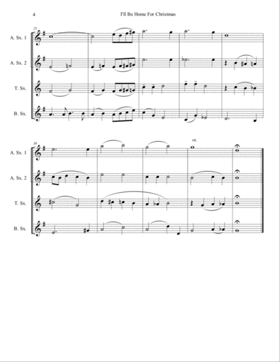I'll Be Home For Christmas Woodwind Quartet scores gallery preview page 4