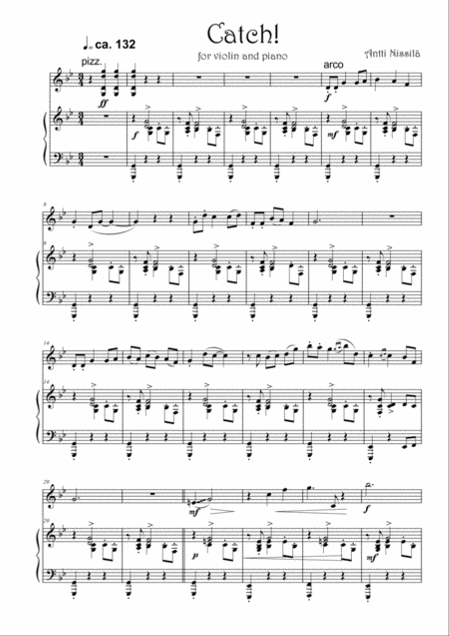 Catch! for violin and piano Violin Solo - Digital Sheet Music